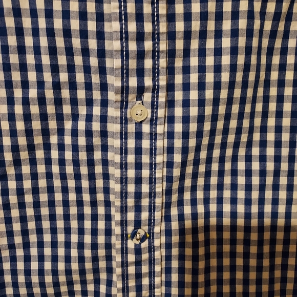 PD&C Mens Blue White Check Long Sleeved Button Up Shirt Size Large Cotton - Picture 13 of 13